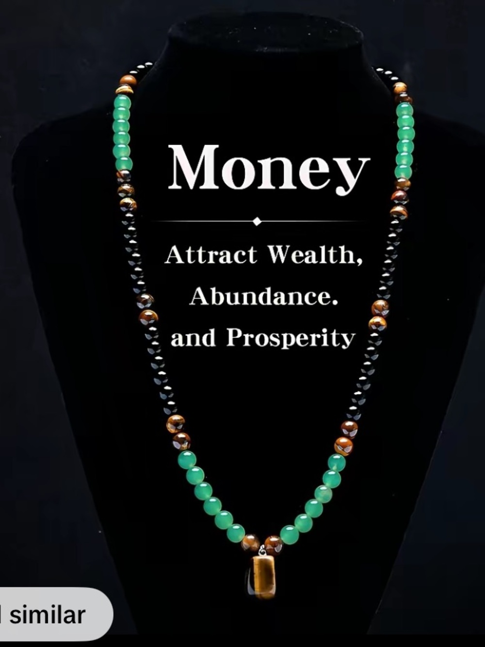 Green and Black Prosperity Beaded Necklace - Money Charm